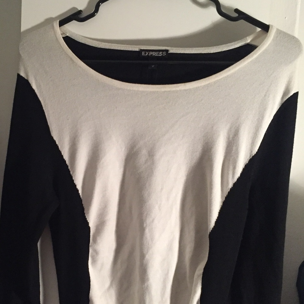 Express black and white dress long sleeve